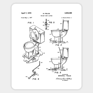 Toilet Seat Patent - Housewarming Bathroom Art - White Sticker
